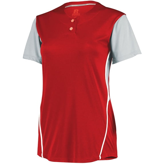 Ladies Performance Two-Button Color Block Jersey
