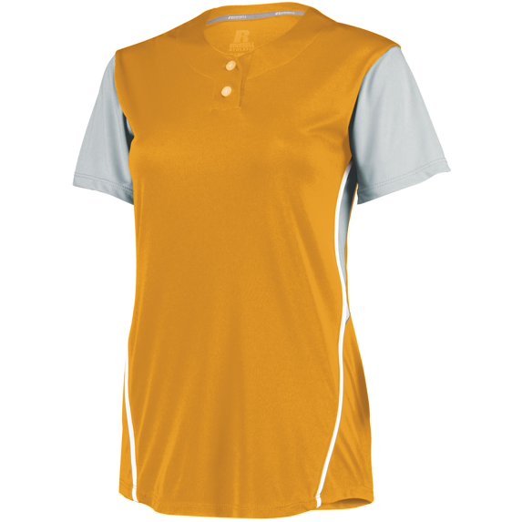 Ladies Performance Two-Button Color Block Jersey