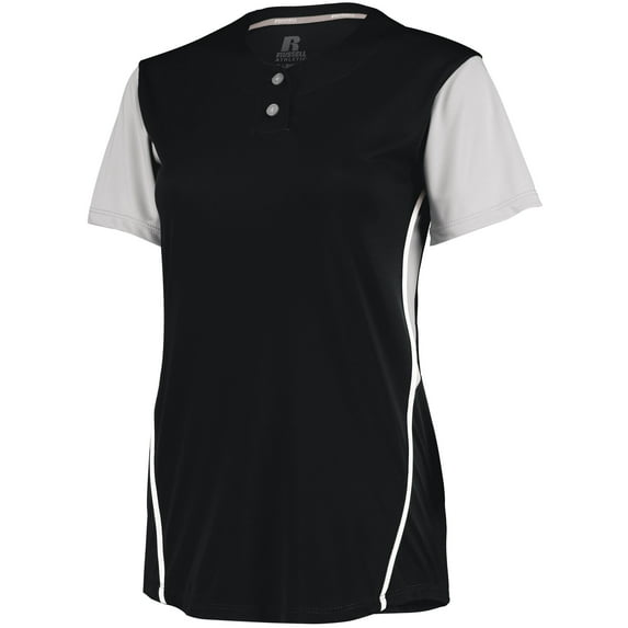 Ladies Performance Two-Button Color Block Jersey