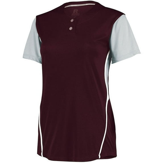 Ladies Performance Two-Button Color Block Jersey
