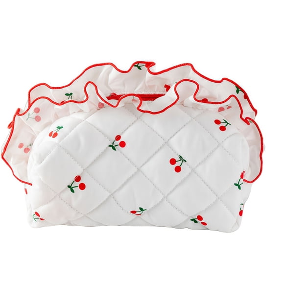 Ladies' Petite Fresh and Lovely Cherry Colored Grooming Skincare Storage and Makeup Bag