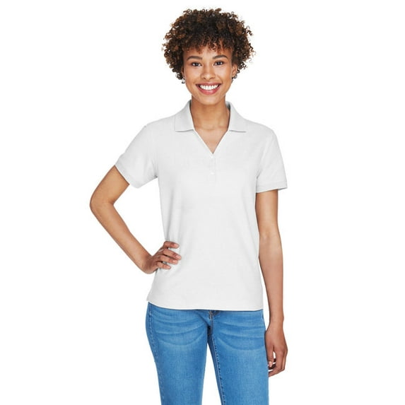 Ladies' Pima Piqué Short-Sleeve Y-Collar Polo - WHITE - XS