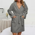 thumbnail image 1 of Ladies Pjs Bath Robes Nightwear for Women Fashion Women's Casual Solid Long Sleeve Ladies Loose Pocket Keep Warm Robes Faux Velvet Sleepwear Dress Nightgowns, 1 of 6