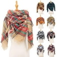 thumbnail image 1 of Ladies Plaid Triangle Scarf New Thorn Pattern Square Wrap Design, 1 of 4