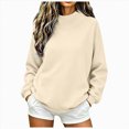 thumbnail image 1 of Ladies Plain Mock Neck Sweatshirt Long Sleeve Loose Soft Everyday Wear Solid Color Casual Jumper, 1 of 7