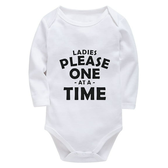 Ladies Please One At A Time Newborn Boys Outfits Long Sleeve Coming Home Outfit White Baby Rompers 3-6 Months