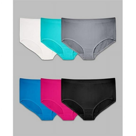 Ladies Plus Fit for Me Breathable Micro-Mesh Panty Briefs, Assorted Color - Size 11 - Pack of 6