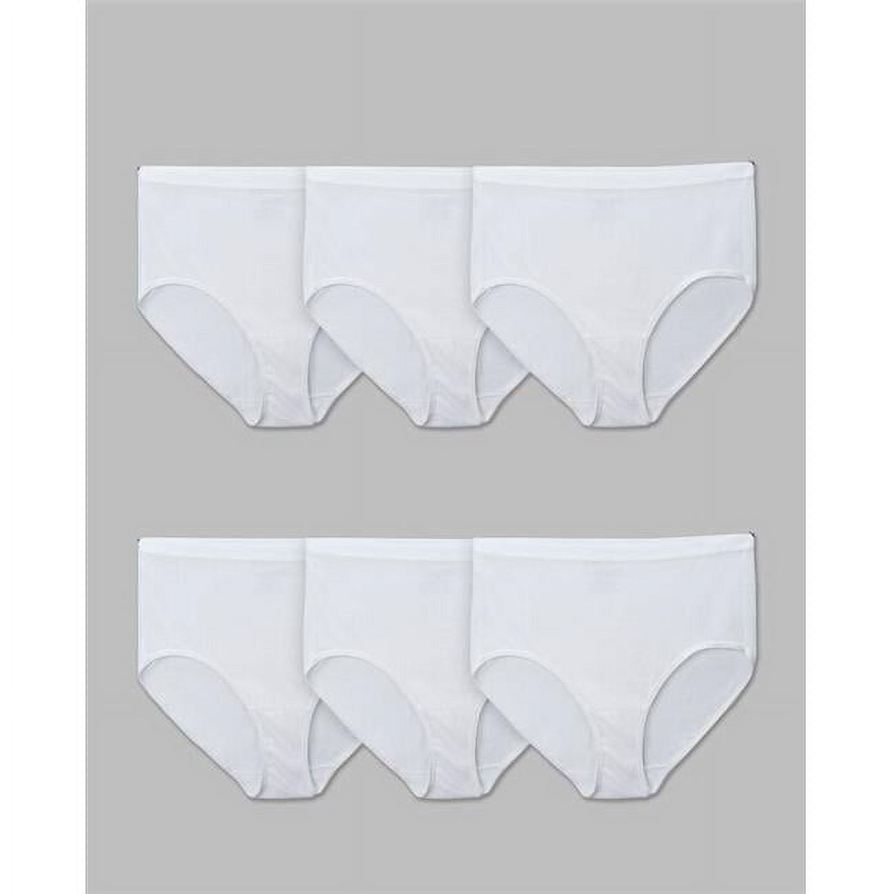 Ladies Plus Fit for Me Cotton Panty Briefs, White - Size 11 - Pack of 6