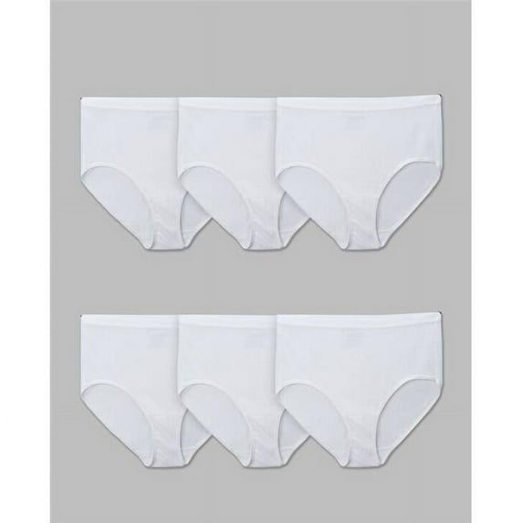Ladies Plus Fit for Me Cotton Panty Briefs, White - Size 11 - Pack of 6