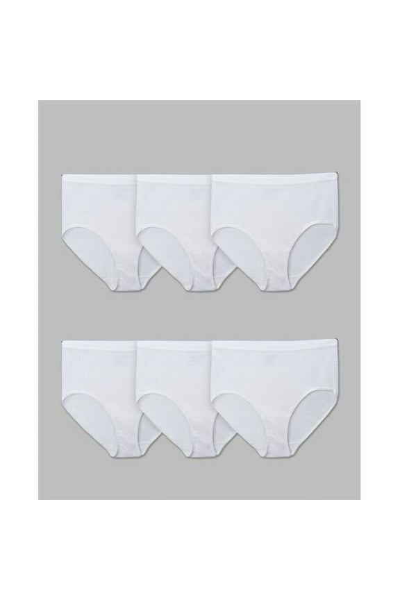 Ladies Plus Fit for Me Cotton Panty Briefs, White - Size 9 - Pack of 6