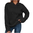 thumbnail image 1 of Ladies Plus Size Hoodies Womens Hoodies Casual Letter Printed Long Sleeve Drawstring Pullover Sweatshirts Light Weight Hooded Fall Tops Black XL, 1 of 9