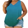 thumbnail image 1 of Ladies' Plus Size V Neck Sleeveless Tank Top Ombre Gradient Print Casual Summer Blouse Light Blue, 1 of 7