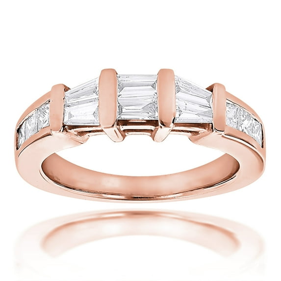 Ladies Princess and Baguette Diamond 14k Wedding Engagement Band (Rose Gold Size 5)