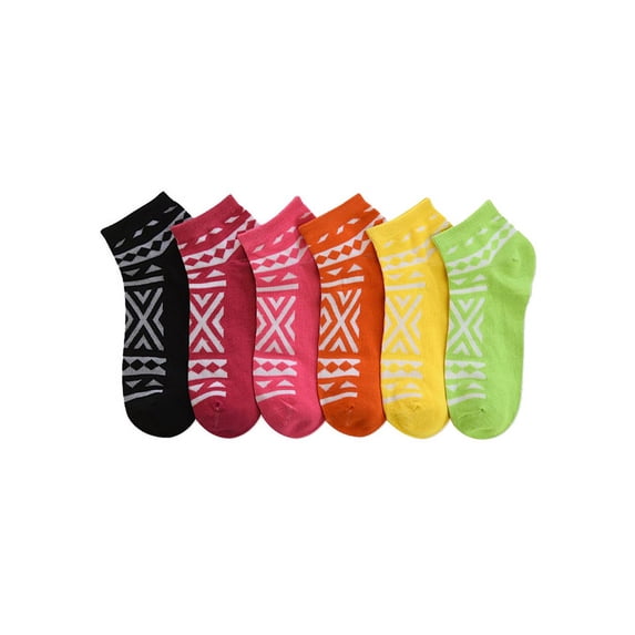 Ladies Print Low Cut Spandex Socks 12 Pieces Set