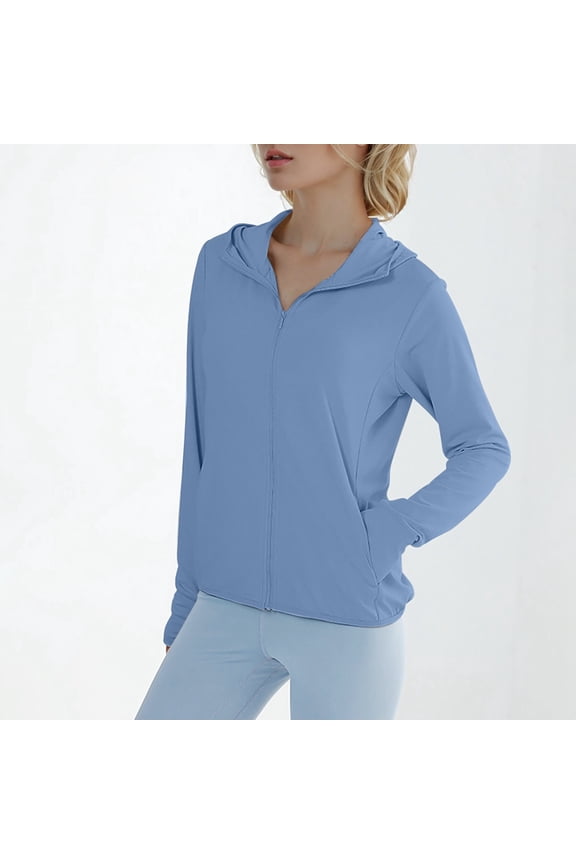 Ladies' Pure Color Sun Protective Fishing Hoodie Jacket | Breathable Ice Silk Feel Zip Up Drawstring Hood For Running Cycling Hiking & Outdoor Adventures Open Knit Sweater Sweater with Animal on Front