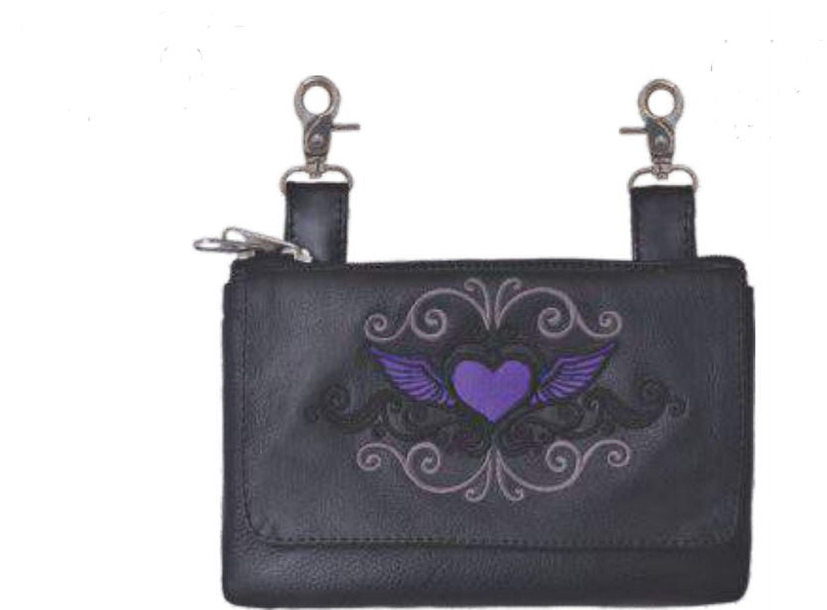 Shop Leather Belt Bag Hip Purse Embroidered Pink Angel Heart Online -  SUNSET LEATHER