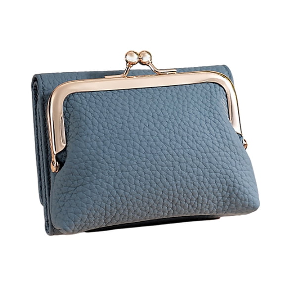 Ladies Purse with Kiss Lock Pocket Coin Pouches and Credit Card Slots Change Pocket Short Wallet for Women