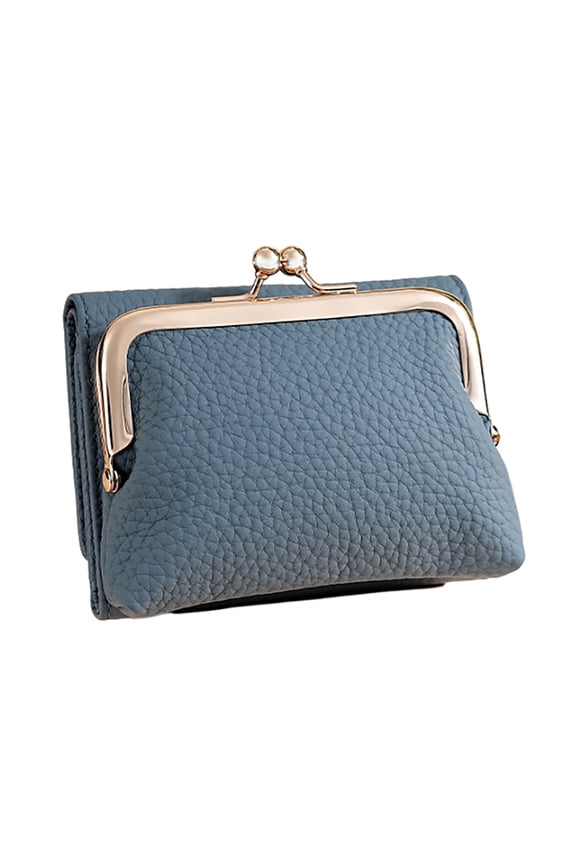 Ladies Purse with Kiss Lock Pocket Coin Pouches and Credit Card Slots Change Pocket Short Wallet for Women