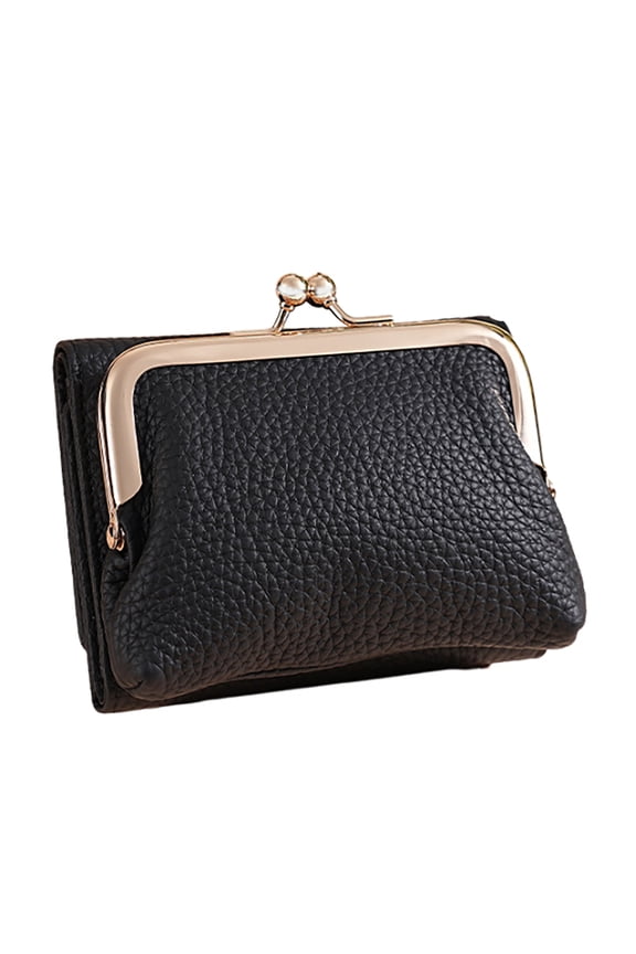 Ladies Purse with Kiss Lock Pocket Coin Pouches and Credit Card Slots Change Pocket Short Wallet for Women