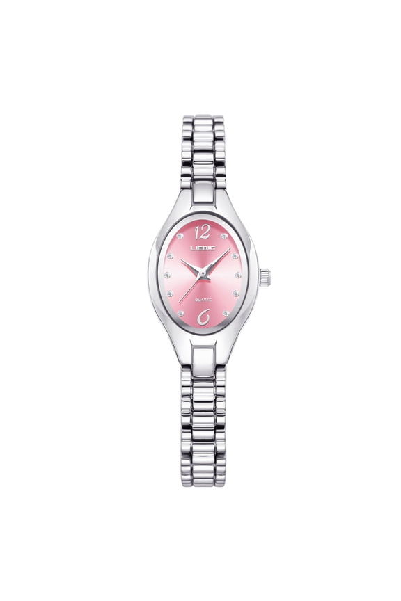 Ladies Quartz Watch Silver Case Pink Dial Stainless Steel Bracelet 1 Piece