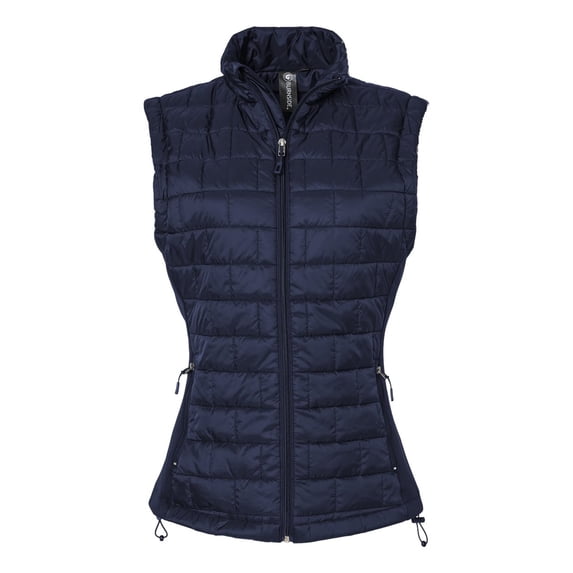 Burnside B5703 Ladies Box Quilted Puffer Vest-Navy-L