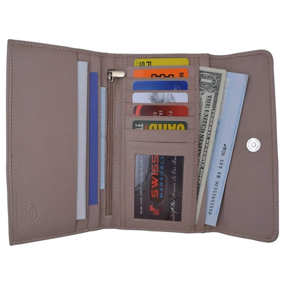 Ladies RFID Blocking Genuine Leather Long Clutch Credit Card ID Wallet