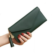 Ladies RFID Long Clutch Wallet Soft PU Leather Women Purse Credit Card holder, ID Money & Coin Organizer(Green)