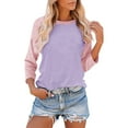 thumbnail image 1 of Ladies Raglan Shirts 3/4 Sleeve Women 3/4 Sleeve Baseball Tee, Color Block T-Shirts, Cute Crewneck Raglan Tees Athletic Lightweight Blouses for Teens Purple XXL, 1 of 7