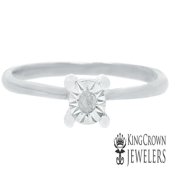 Ladies Real Sterling Silver Genuine Natural Diamond Promise Engagement Ring New