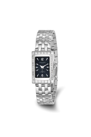 Ladies Rectangular Crystal Black Dial Watch by Charles Hubert Ladies Rectangular Crystal Black Dial Watch by Charles  main image 4
