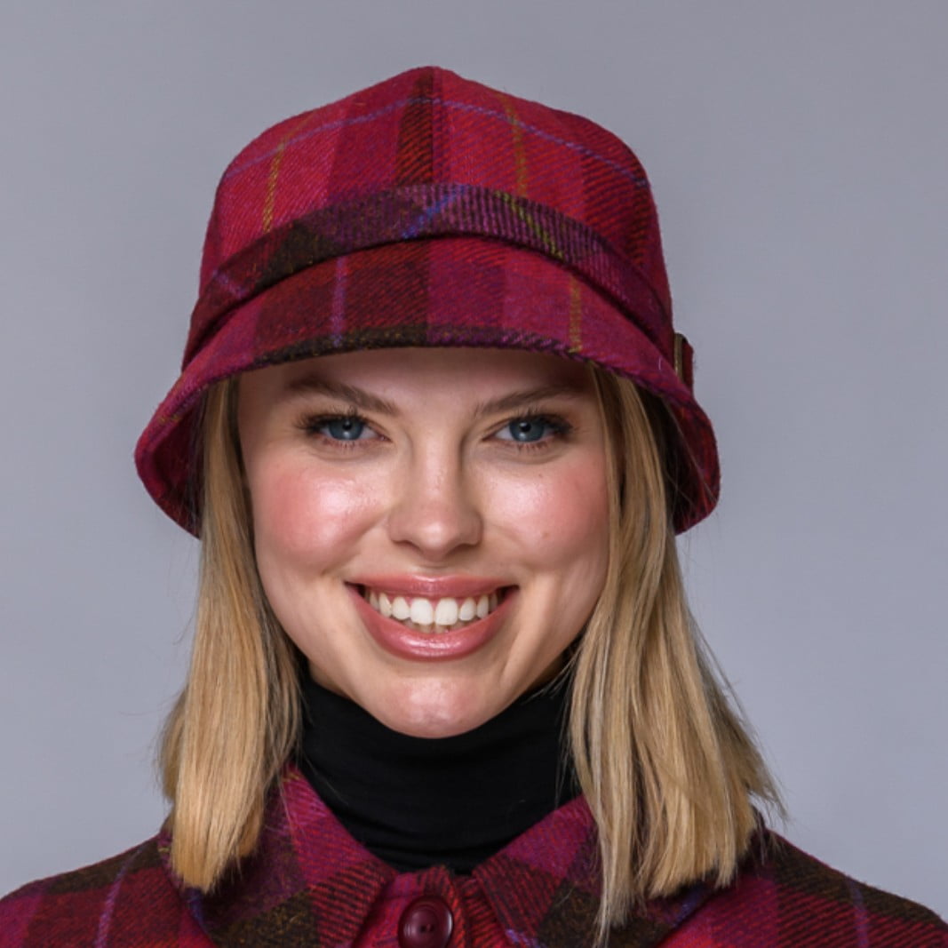 Red Flapper Hat Ladies Red Plaid Flapper Hat Made By Mucros Weavers - Walmart.com