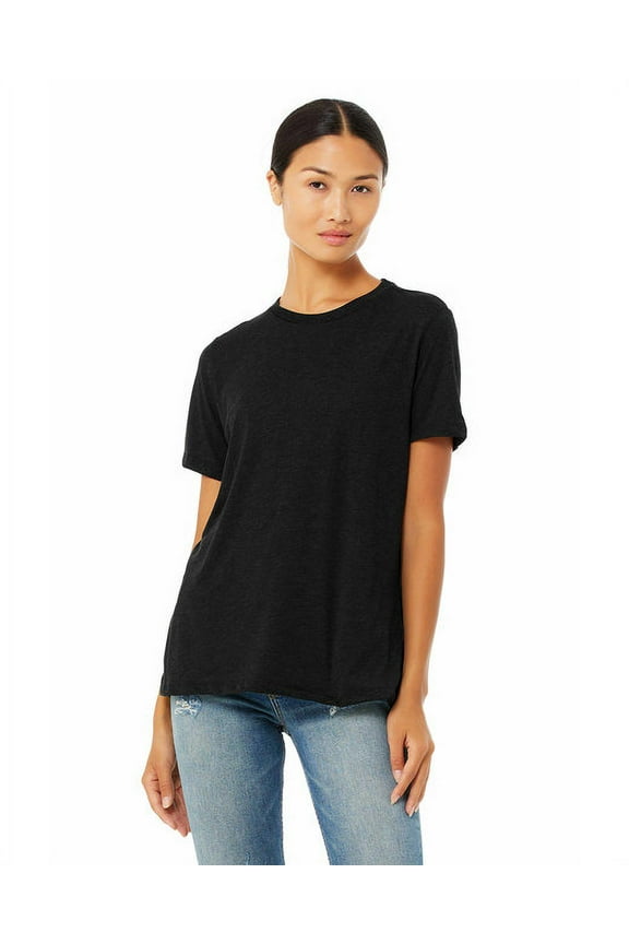 Ladies' Relaxed Heather CVC Short-Sleeve T-Shirt - BLACK HEATHER - L