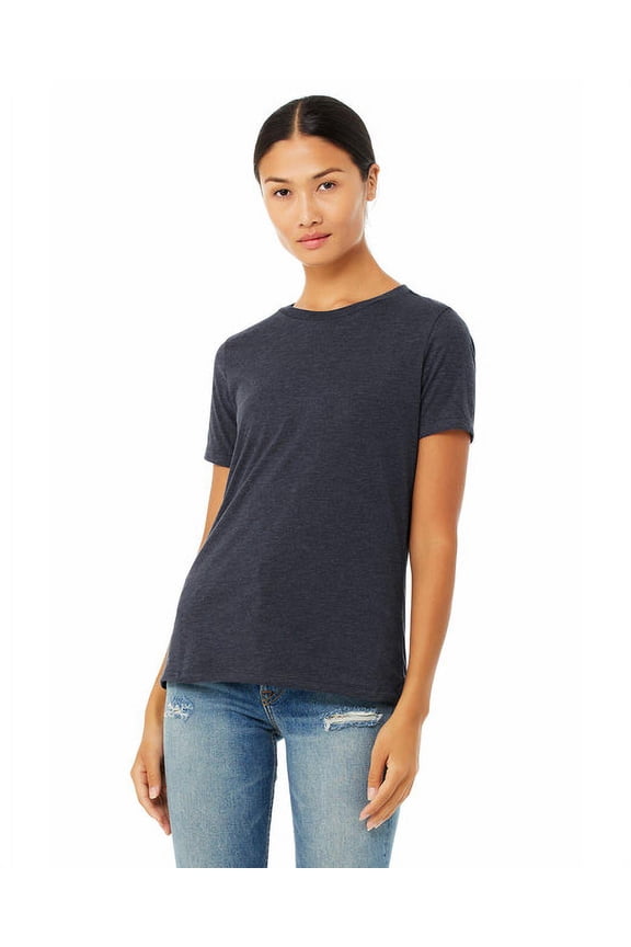 Ladies' Relaxed Heather CVC Short-Sleeve T-Shirt - HEATHER NAVY - XL