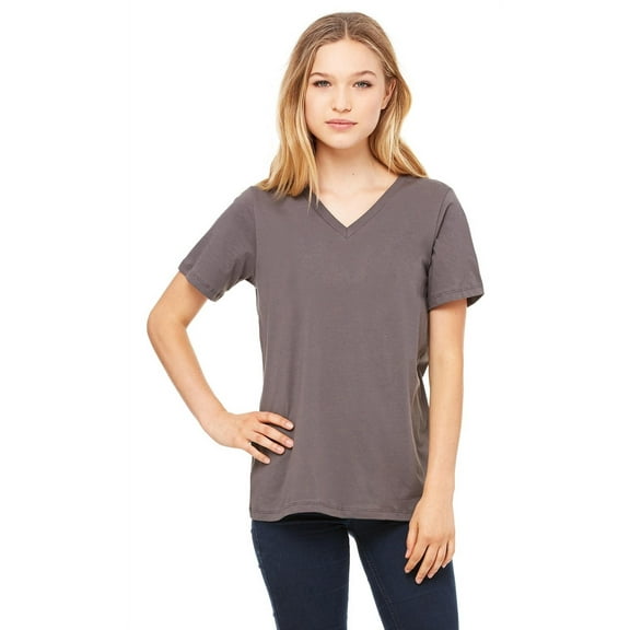 Ladies Relaxed Jersey V Neck T Shirt, ASPHALT, M
