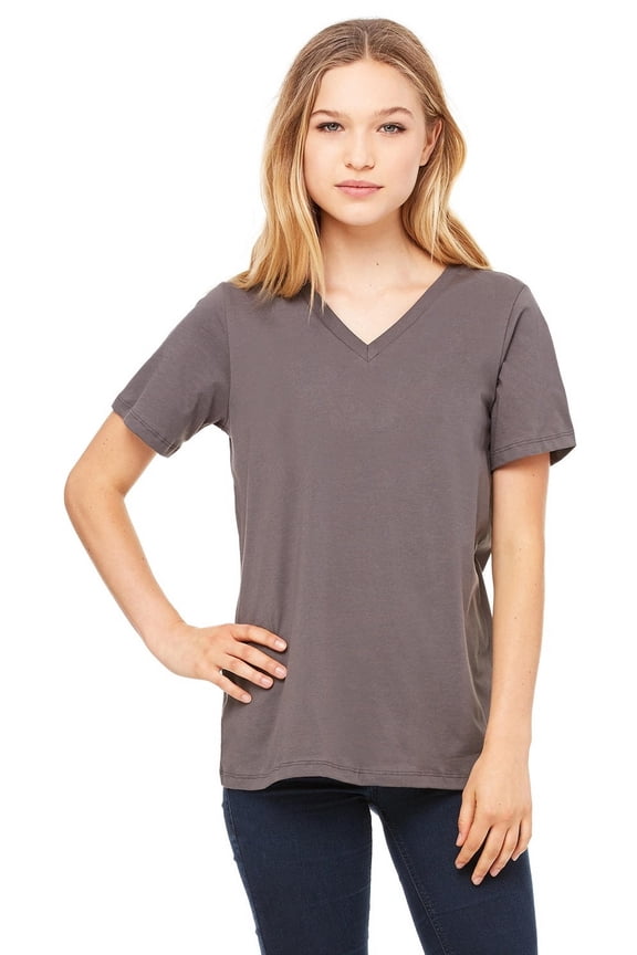 Ladies Relaxed Jersey V Neck T Shirt, ASPHALT, S