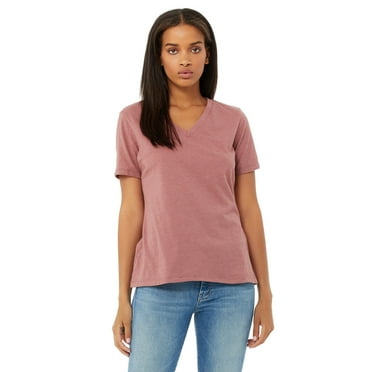 Ladies' Relaxed Jersey V-Neck T-Shirt HEATHER MAUVE 2XL