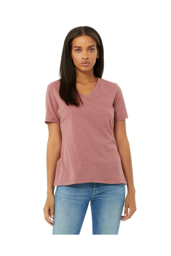 Ladies' Relaxed Jersey V-Neck T-Shirt HEATHER MAUVE XL