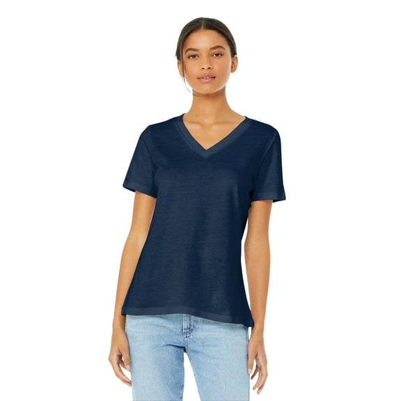 Ladies' Relaxed Jersey V-Neck T-Shirt - NAVY - M