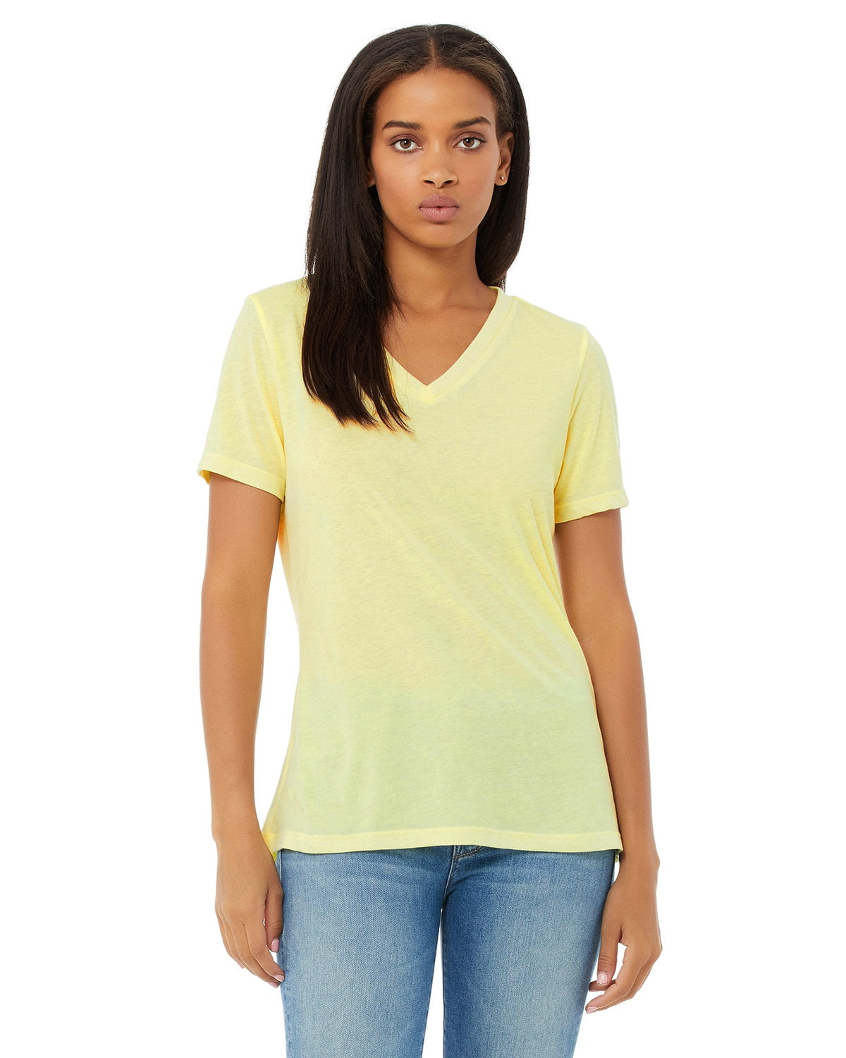 Ladies' Relaxed Jersey V-Neck T-Shirt PALE YLW TRBLND 2XL - Walmart.com