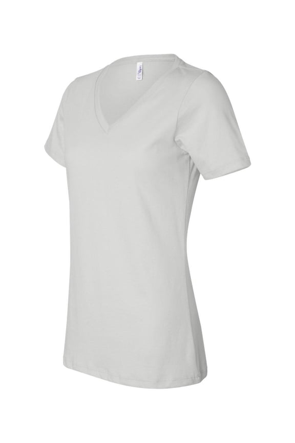 Ladies' Relaxed Jersey V-Neck T-Shirt - WHITE - XL