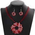 thumbnail image 1 of Ladies Retro Flower Pendant, Rope Collar Jewelry Sets - Necklace and Earrings, 1 of 10