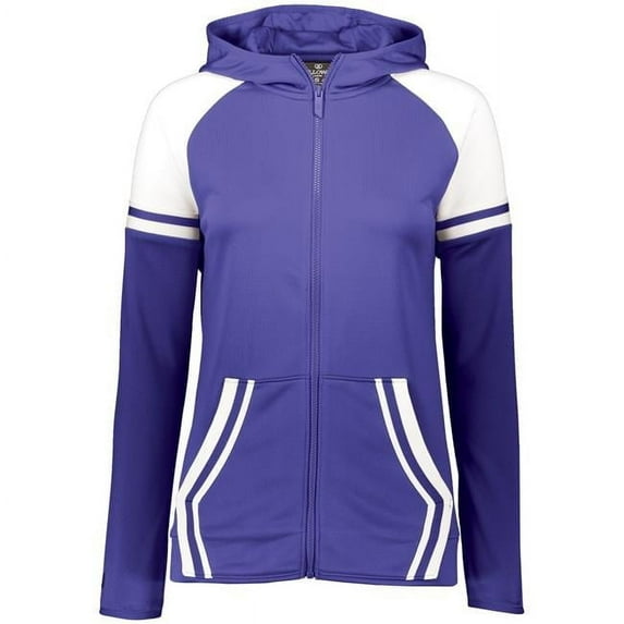 Ladies Retro Grade Jacket, Purple & White - Extra Large