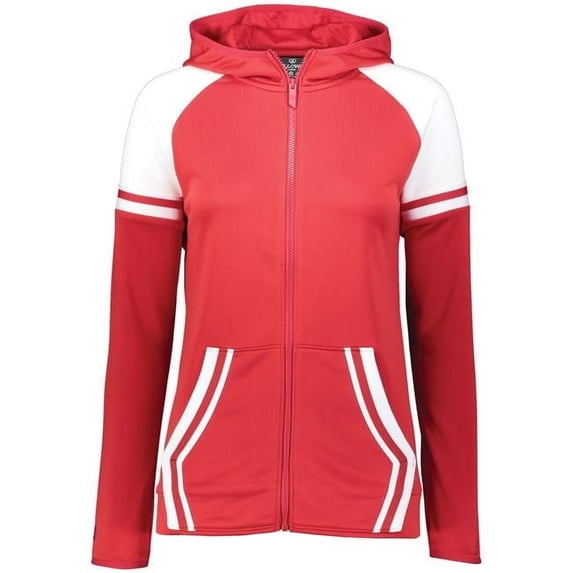 Ladies Retro Grade Jacket, Scarlet & White - 2XL
