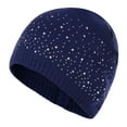 thumbnail image 1 of Ladies Rhinestone Accent Knit Beanie Warm Winter Cap Pullover Style Soft and Cozy for Outdoor Wear - One Hat, 1 of 6