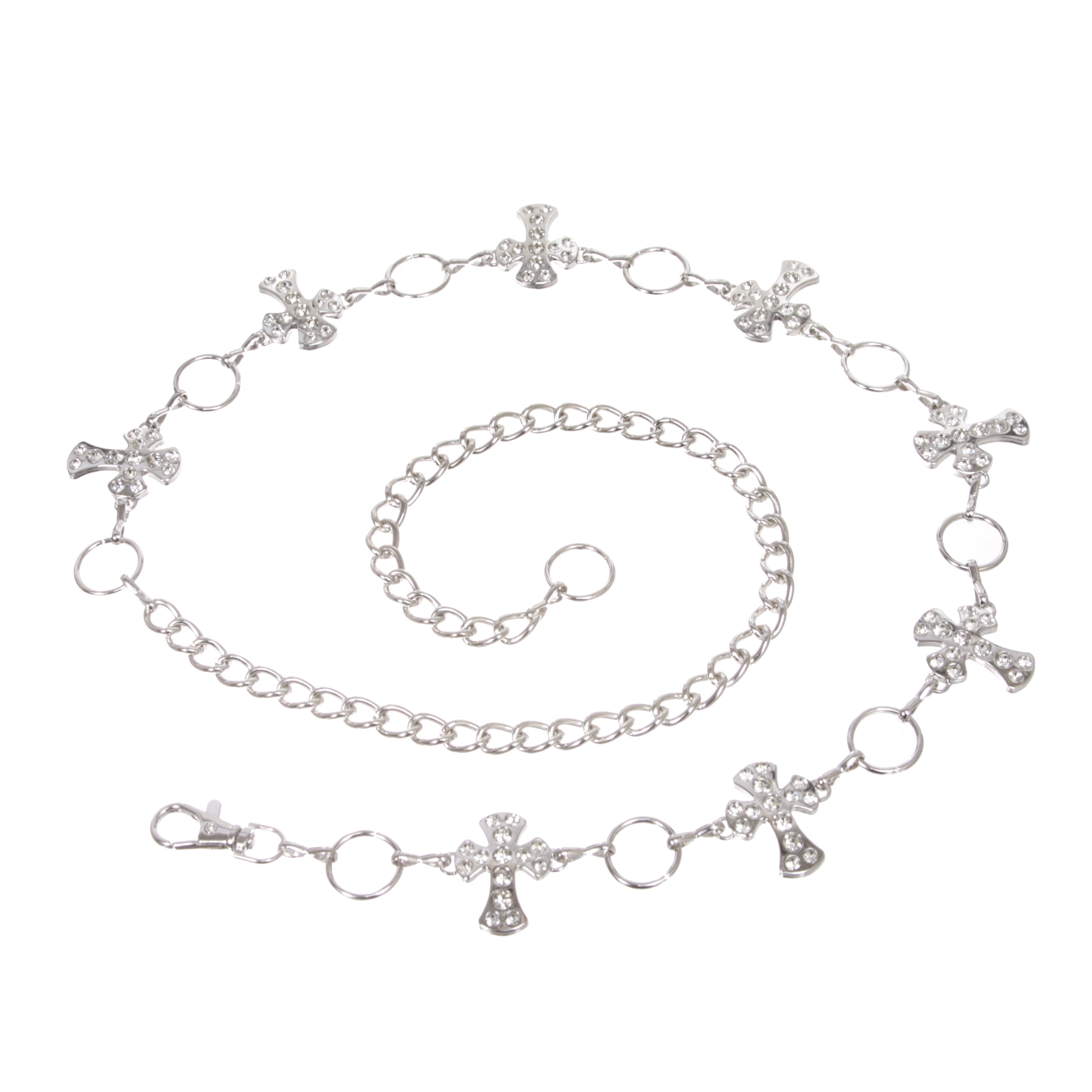 Stunning Opalescent Crystal Cross Chain Belt - Make a Statement! Crystal Cross Chain Belt for Women – Adjustable Rhinestone  main image 3