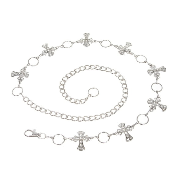 Crystal Cross Chain Belt for Women – Adjustable Rhinestone Waist Chain