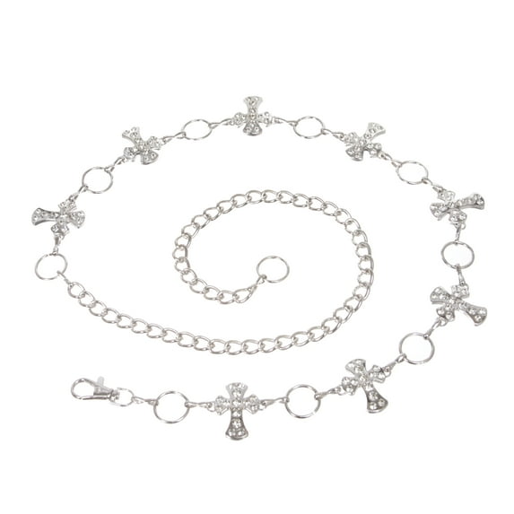 Crystal Cross Chain Belt for Women – Adjustable Rhinestone Waist Chain