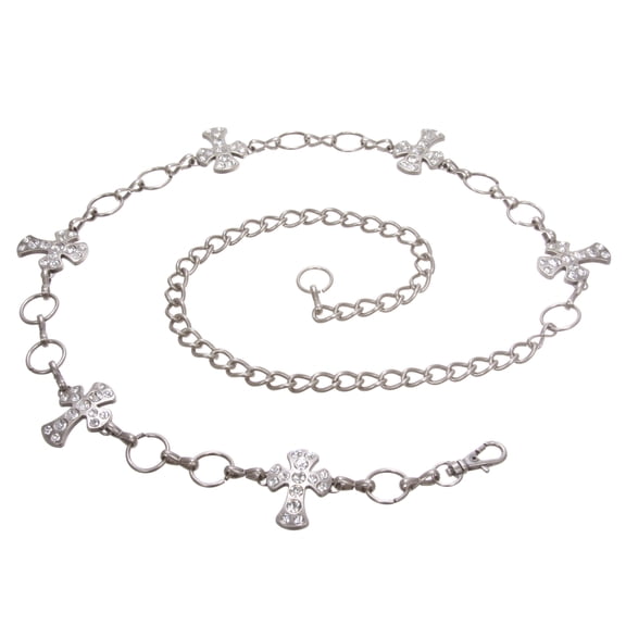 Crystal Cross Chain Belt for Women – Adjustable Rhinestone Waist Chain