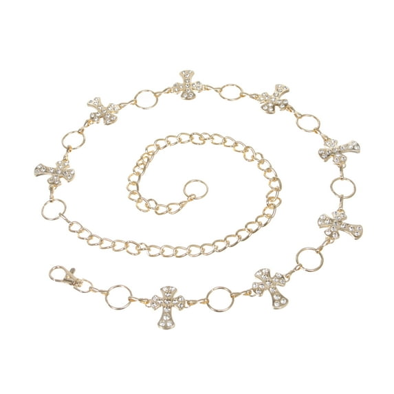 Crystal Cross Chain Belt for Women – Adjustable Rhinestone Waist Chain