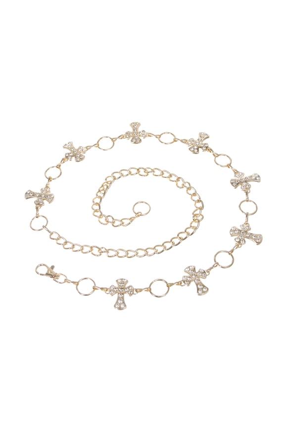 Crystal Cross Chain Belt for Women – Adjustable Rhinestone Waist Chain